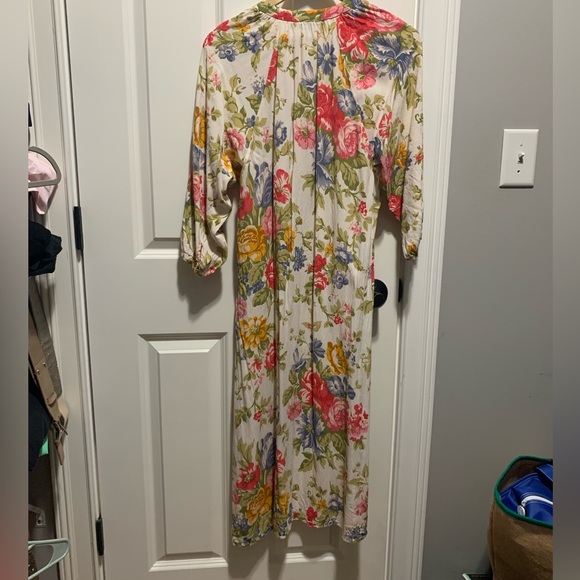 ZARA ECRU FLORL PRINT MIDI FLOWING DRESS - Picture 12 of 13